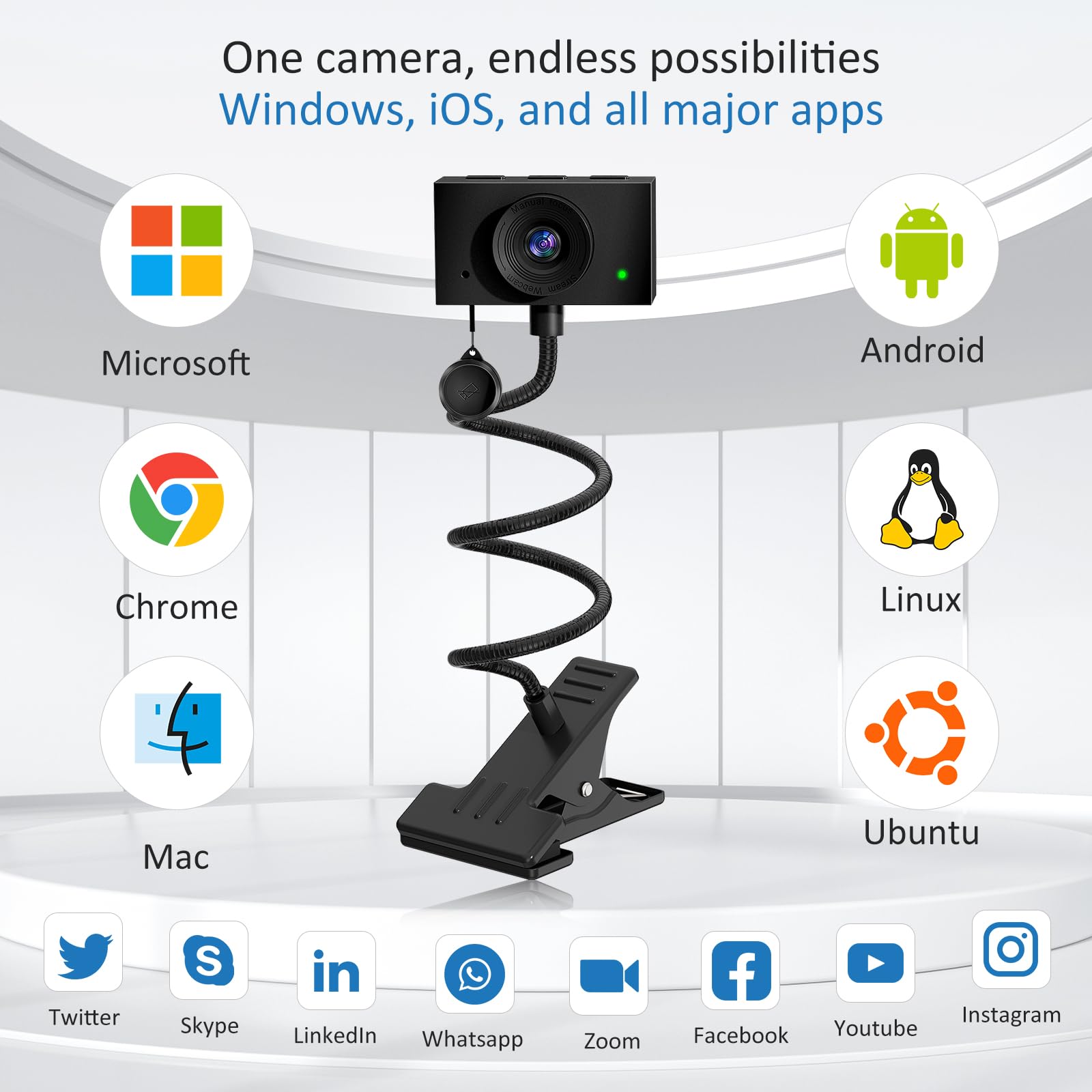 Webcam for PC, 1080P Streaming Camera, Web Camera for Desktop Computer/Laptop Webcam with Microphone, Plug and Play USB Web cam with Bracket, Manual Focus, for Live Streaming, Video Calls, Meetings