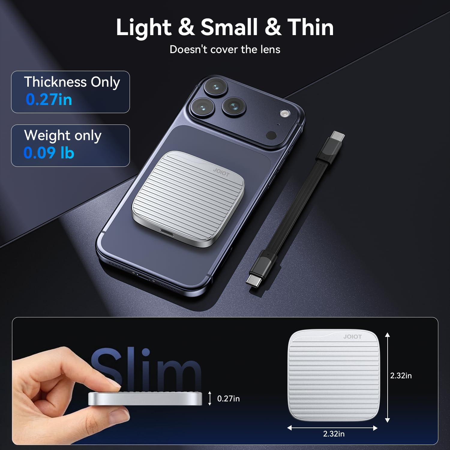 512G External SSD Magnetic Portable SSD USB 3.2 Gen 2x2 up to 2000MB/s 4K 120 fps ProRes HDR Video Record Metal USB-C External Solid State Drive for iPhone 16 Pro Max, Smartphone, Tablet, Laptop