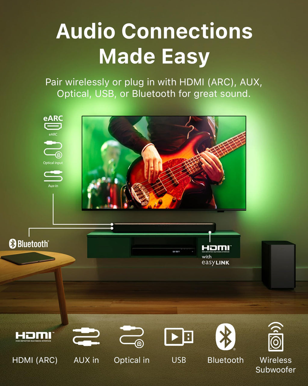 2.1 Channel Soundbar with Wireless Subwoofer Philips B5309