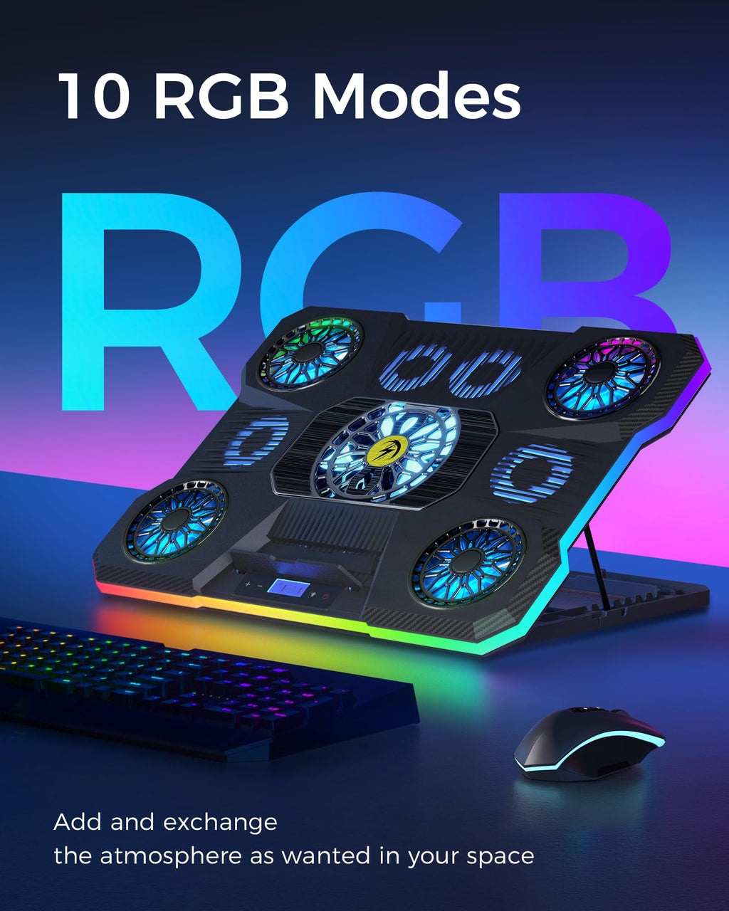 Base de Enfriamiento para Portátiles con 9 Ventiladores RGB