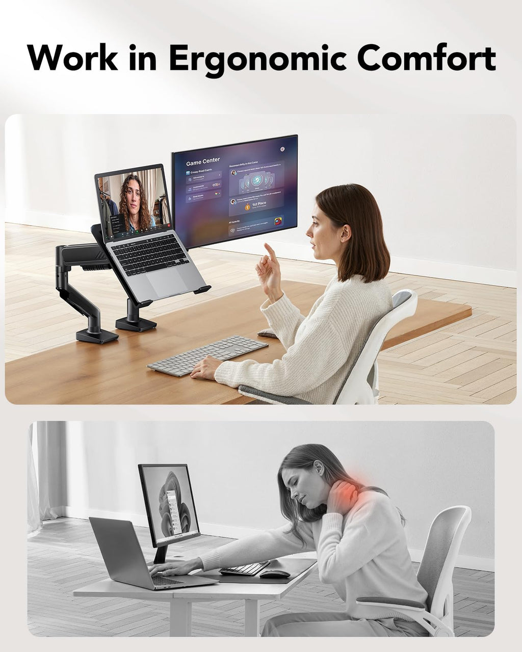 2-in-1 Laptop Mount with Tray HNSS40B