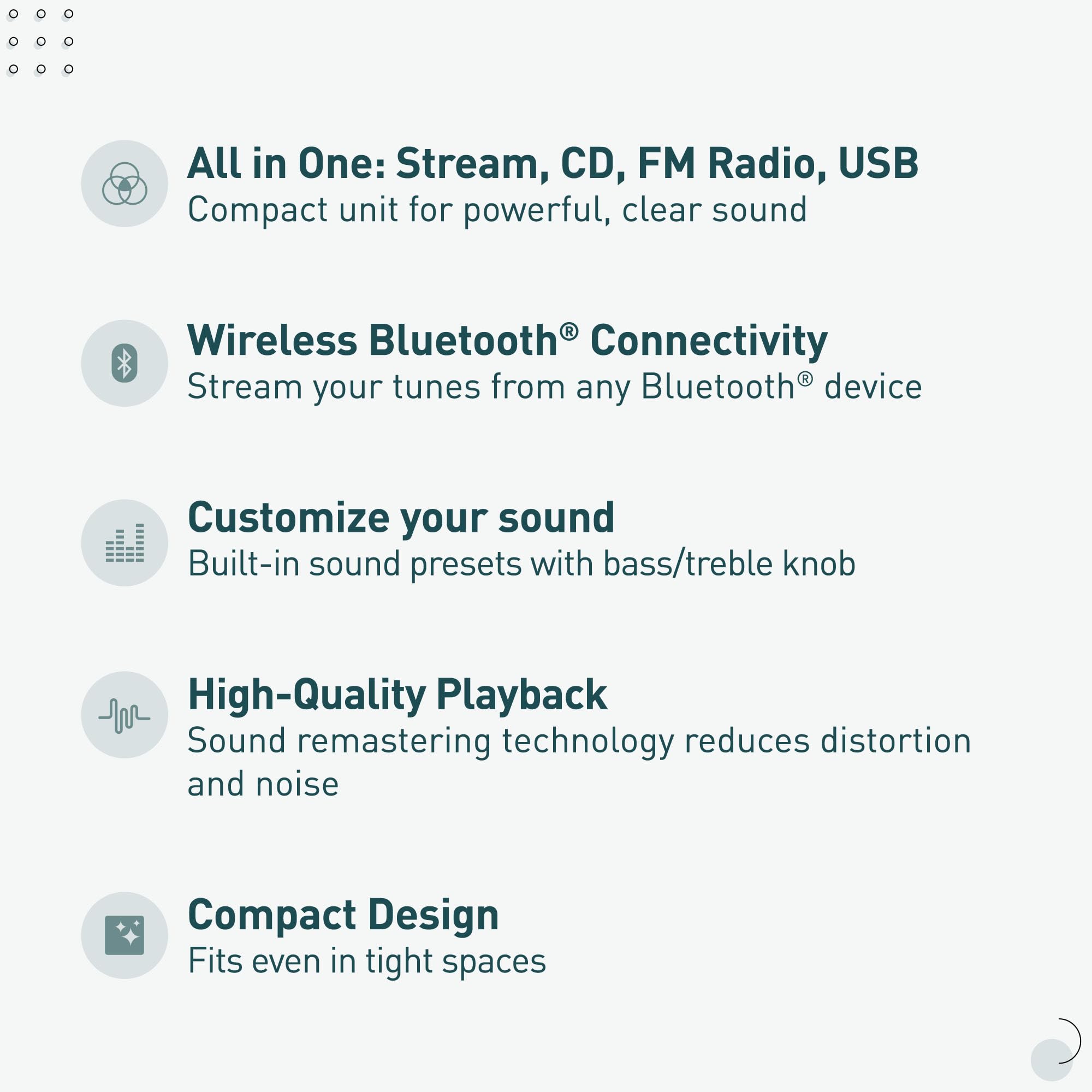 Sistema de Estéreo Compacto con Reproductor de CD Bluetooth