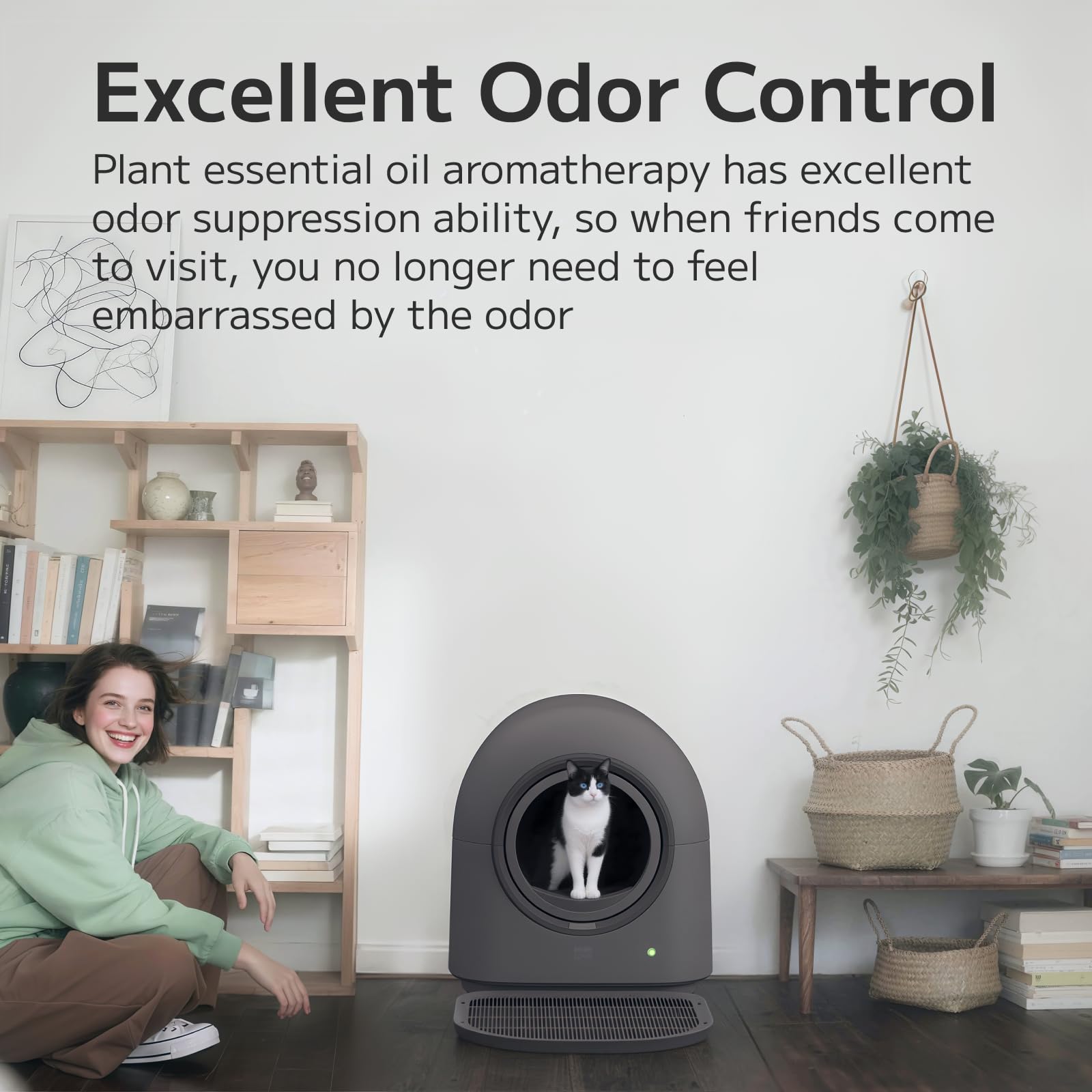 ABRCT L1 Self-Cleaning Litter Box Automatic Electronic Hands-Free Smart Robot self Cleaning Litter Box - Safe Anti-Pinch,with Deodorizer and Liner and Litter Mat for Multiple Cats