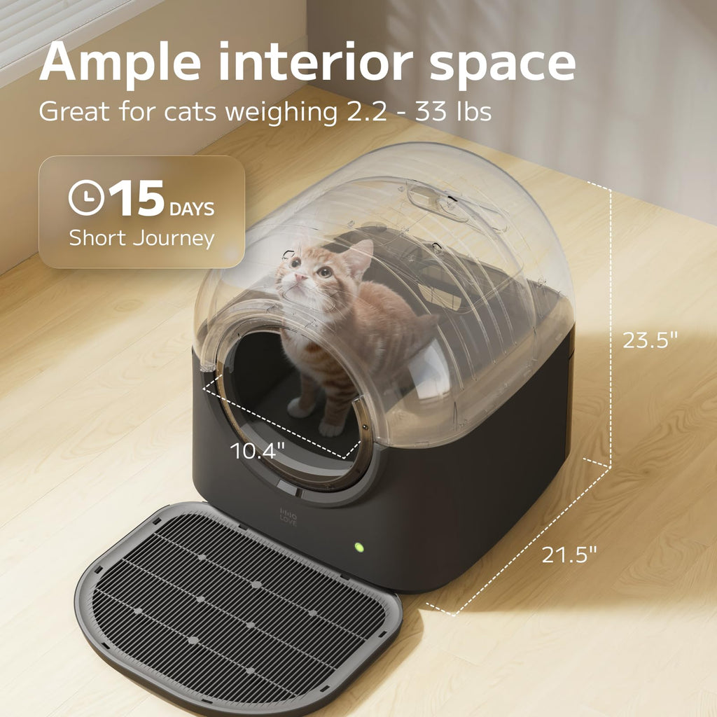 ABRCT L1 Self-Cleaning Litter Box Automatic Electronic Hands-Free Smart Robot self Cleaning Litter Box - Safe Anti-Pinch,with Deodorizer and Liner and Litter Mat for Multiple Cats