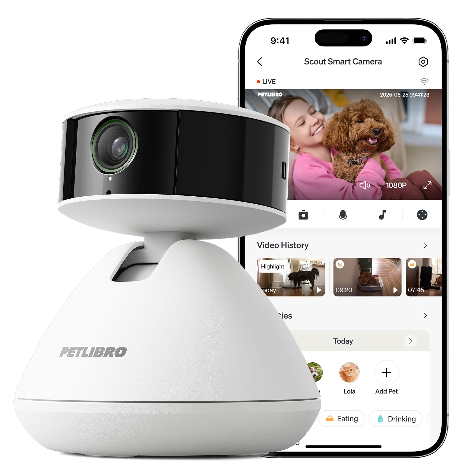 PETLIBRO Security Indoor Camera Includes 90-Day AI Trial w/AI Human/Pet Detection & Two-Way Audio, Home Camera w/360° Pan Tilt & Night Vision, Dog/Pet Cam w/Multi-Pet Recognition, Smart Summaries
