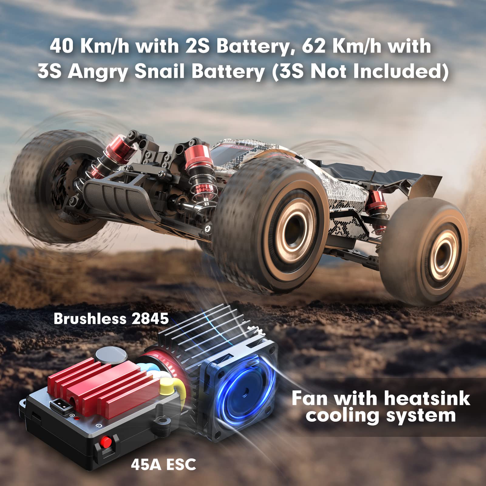 Быстрый бесколлекторный RC-багги масштаба 1/16 с полным приводом H16PL