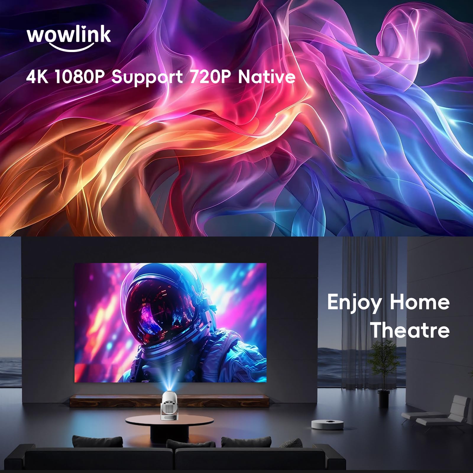 Proyector Mini Portátil 4K HDR con WiFi 6 Bluetooth