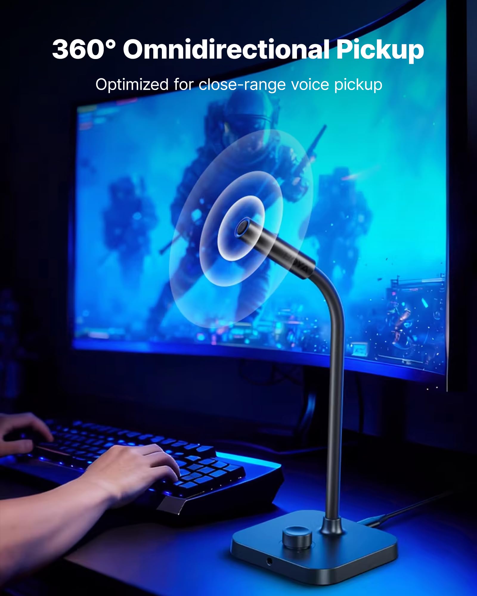 BOYA CM40 Computer USB Microphone for PC, Laptop, Mac & Phones with 192kHz/24-Bit, ENC Noise Cancellation, 0–30 dB Gain, One-Touch Mute, Headphone Monitoring, Gooseneck Microphone for Gaming Podcast