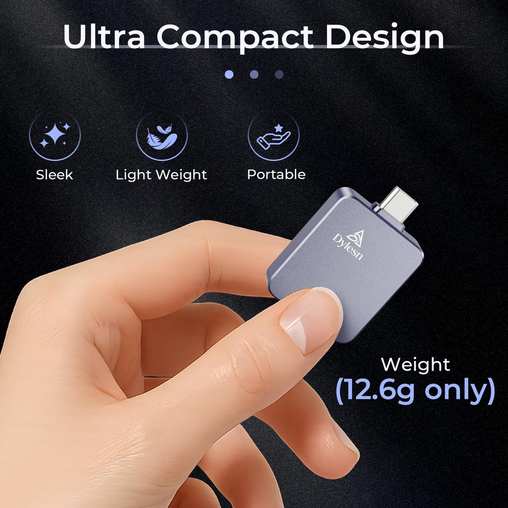 Dylesn 1TB Portable SSD for iPhone 15/16 Pro, 20Gbps USB-C External SSD, 1050MB/s Fast Storage for Photos & ProRes Video, Rugged Waterproof (1TB)