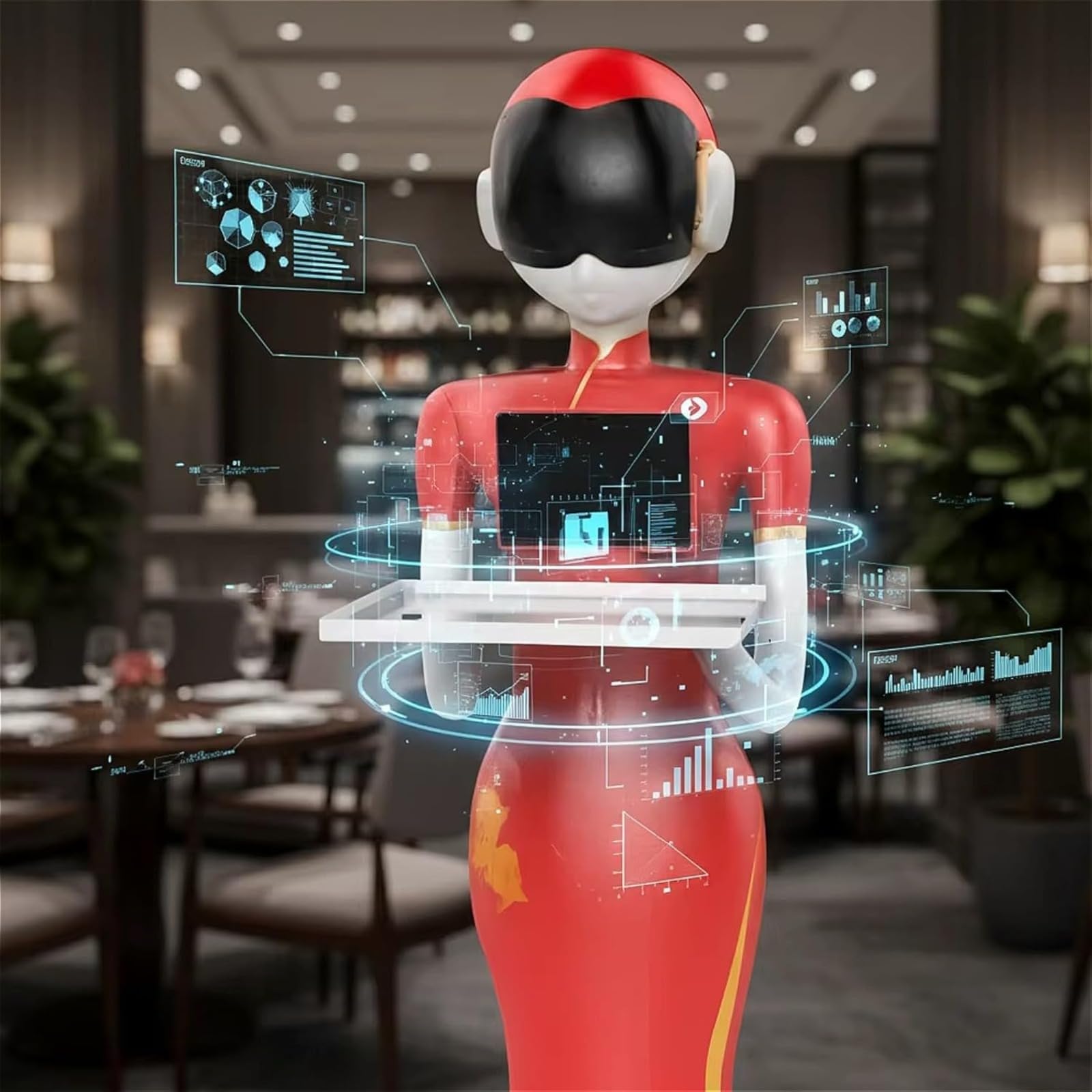 AI Autonomous Food Delivery Robot with Touchscreen R-2000