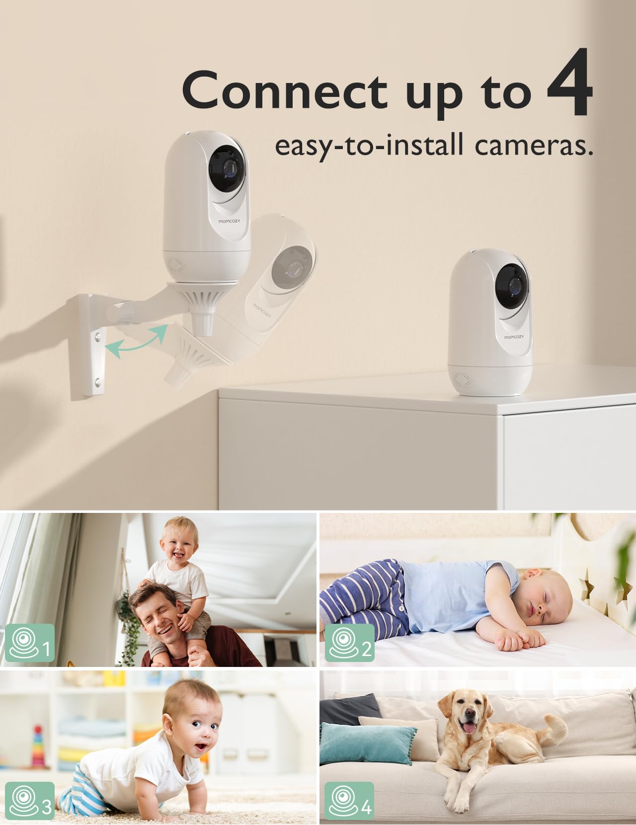Momcozy Video Baby Monitor, 1080P 5" HD Baby Monitor with Camera & Wall Mount, Infrared Night Vision, 5000mAh Battery, 2-Way Audio, Temperature Sensor, Lullabies, 960ft Range, Ideal for New Moms, BM01