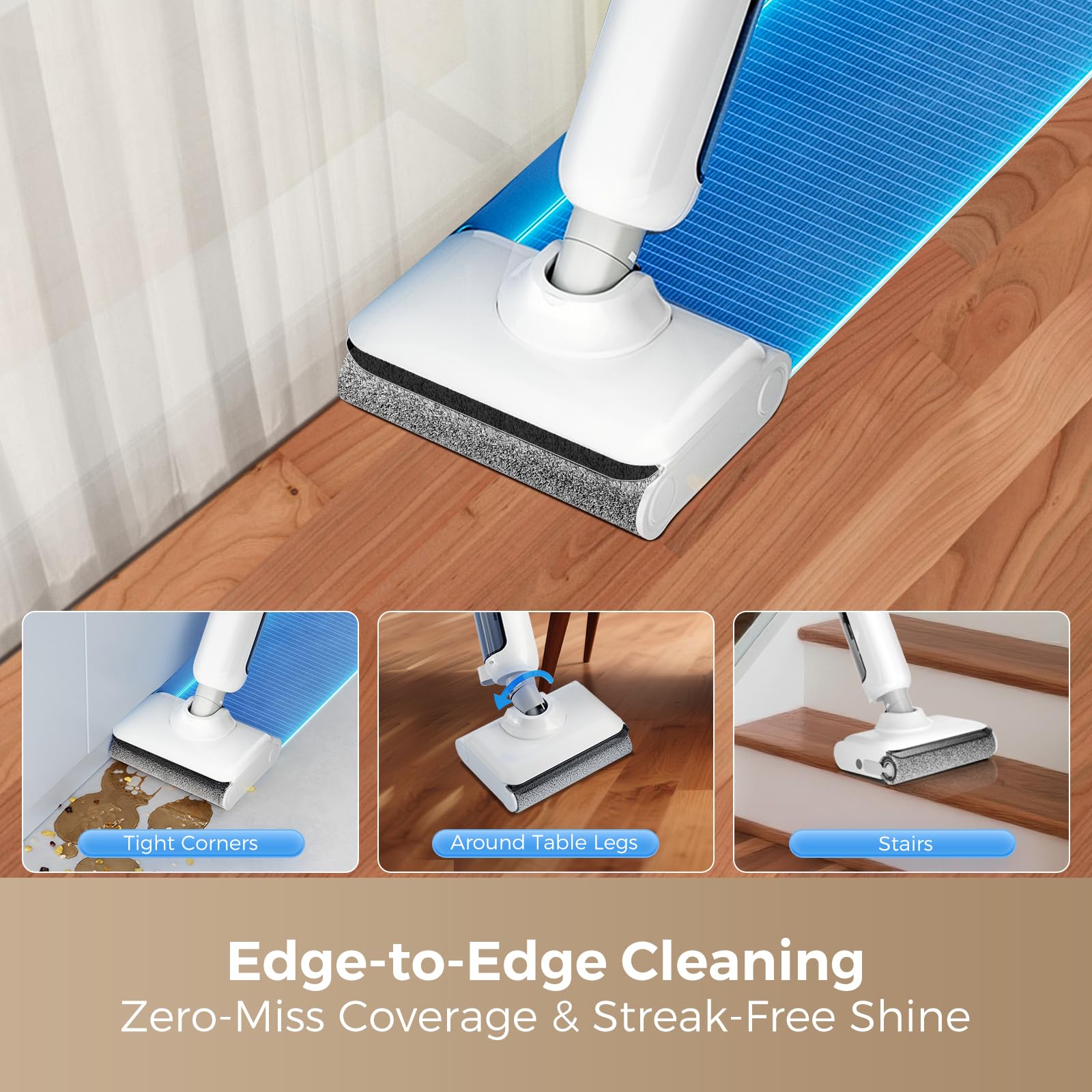 Wet Dry Vacuum Mop Self-Cleaning 180° Lie-Flat HCLA3Air