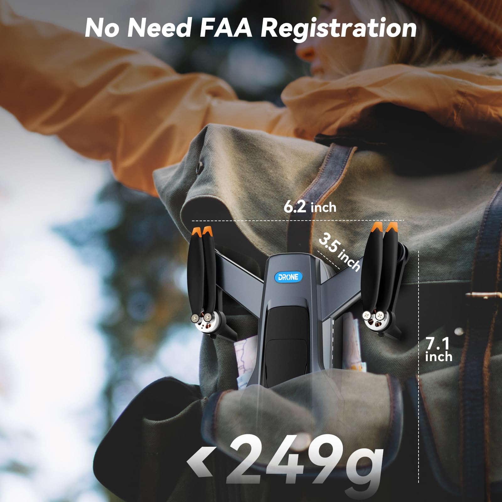 Drones with Camera for Adults 4K, GPS Auto Return & Follow Me Drone, Under 249g