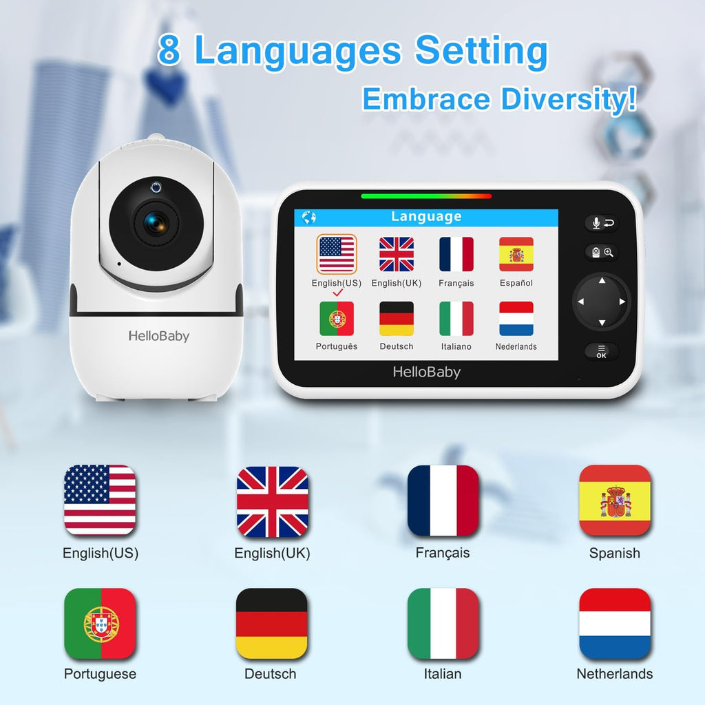WiFi Olmayan Körpə Monitoru 5" Ekran Pan-Tilt-Zoom Kamera ilə