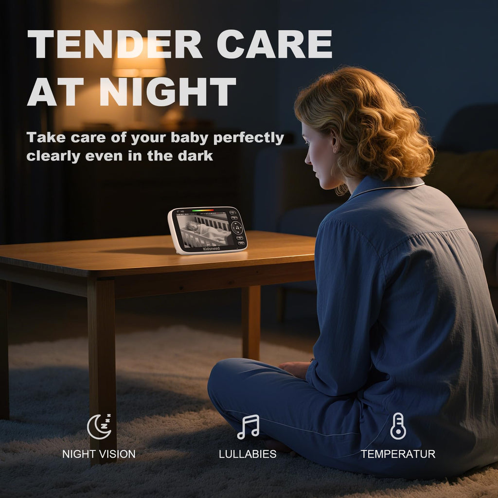 5'' Video Baby Monitor | No WiFi, 48H Battery, Pan-Tilt-Zoom & Night Vision