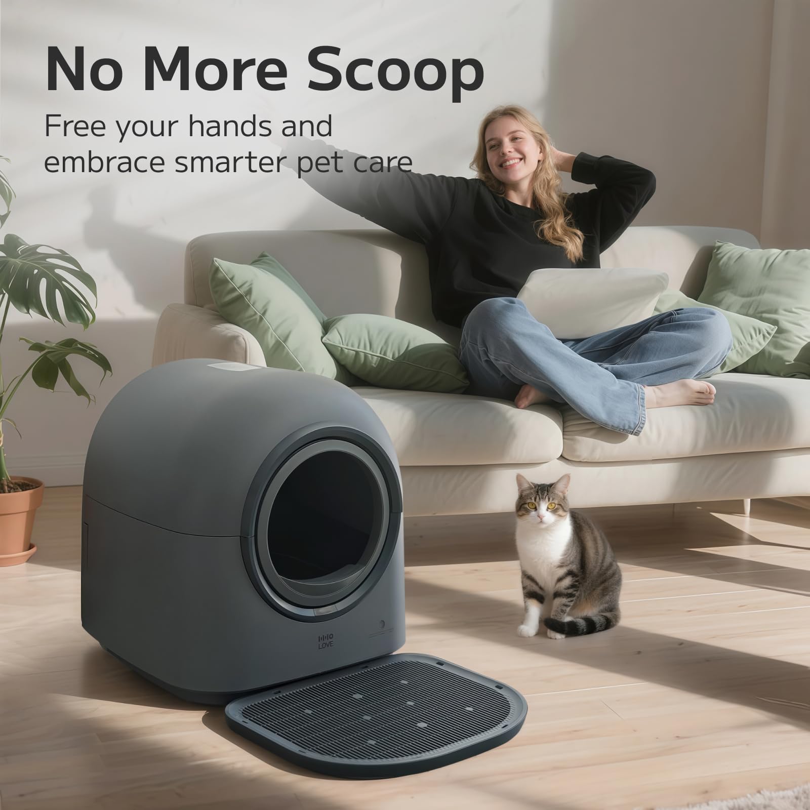 ABRCT L1 Self-Cleaning Litter Box Automatic Electronic Hands-Free Smart Robot self Cleaning Litter Box - Safe Anti-Pinch,with Deodorizer and Liner and Litter Mat for Multiple Cats