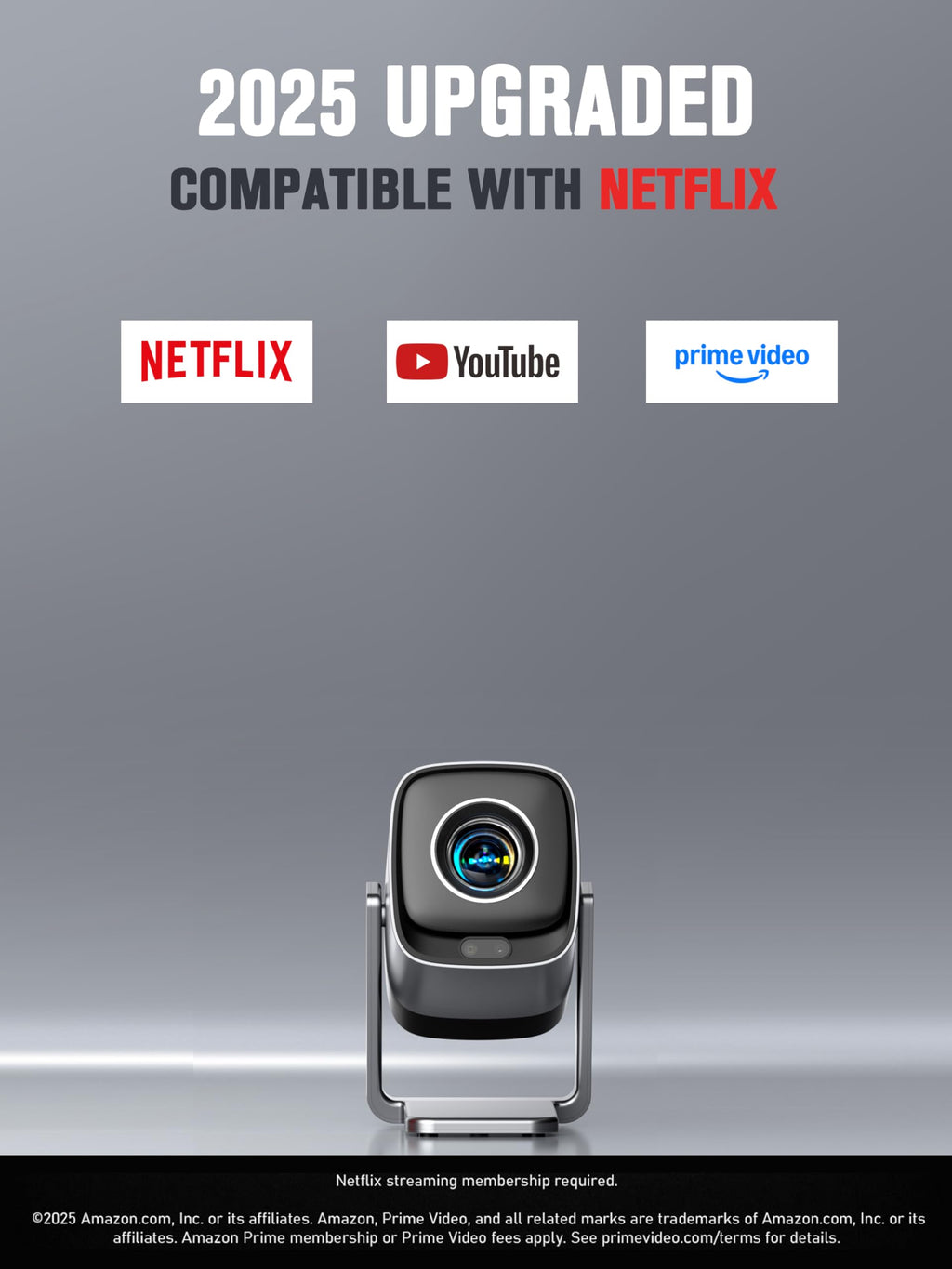 [Compatible with Netflix & TOF Real-time Focus] Mini Projector with WiFi and Bluetooth, XuanPad Smart Projector 4K Support, Dolby Audio & Keystone, 210° Rotatable Stand for Home