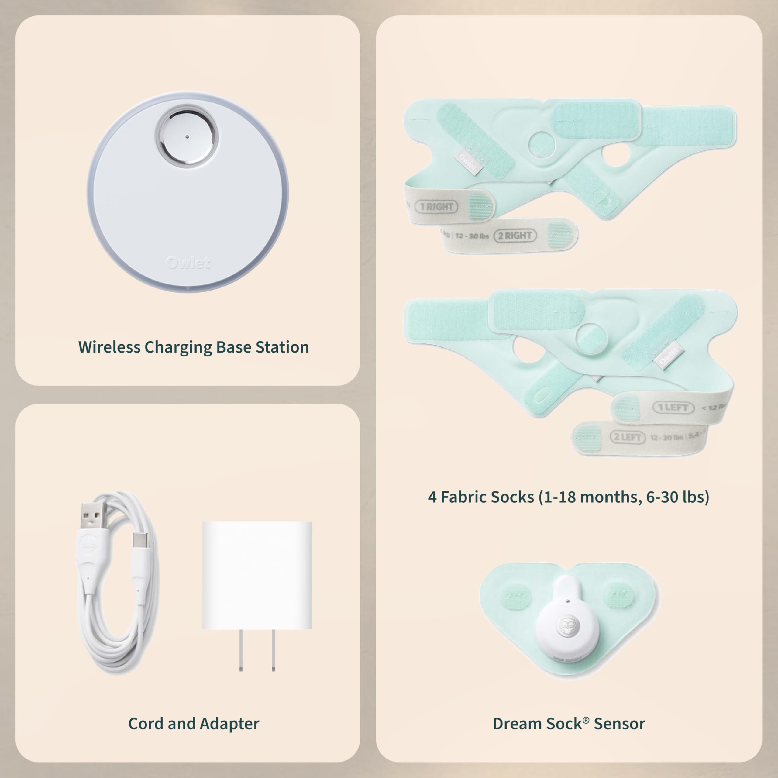 Owlet Dream Sock® - FDA-Cleared Smart Baby Monitor - Track Live Pulse (Heart) Rate, Oxygen in Infants - Receive Notifications - Mint