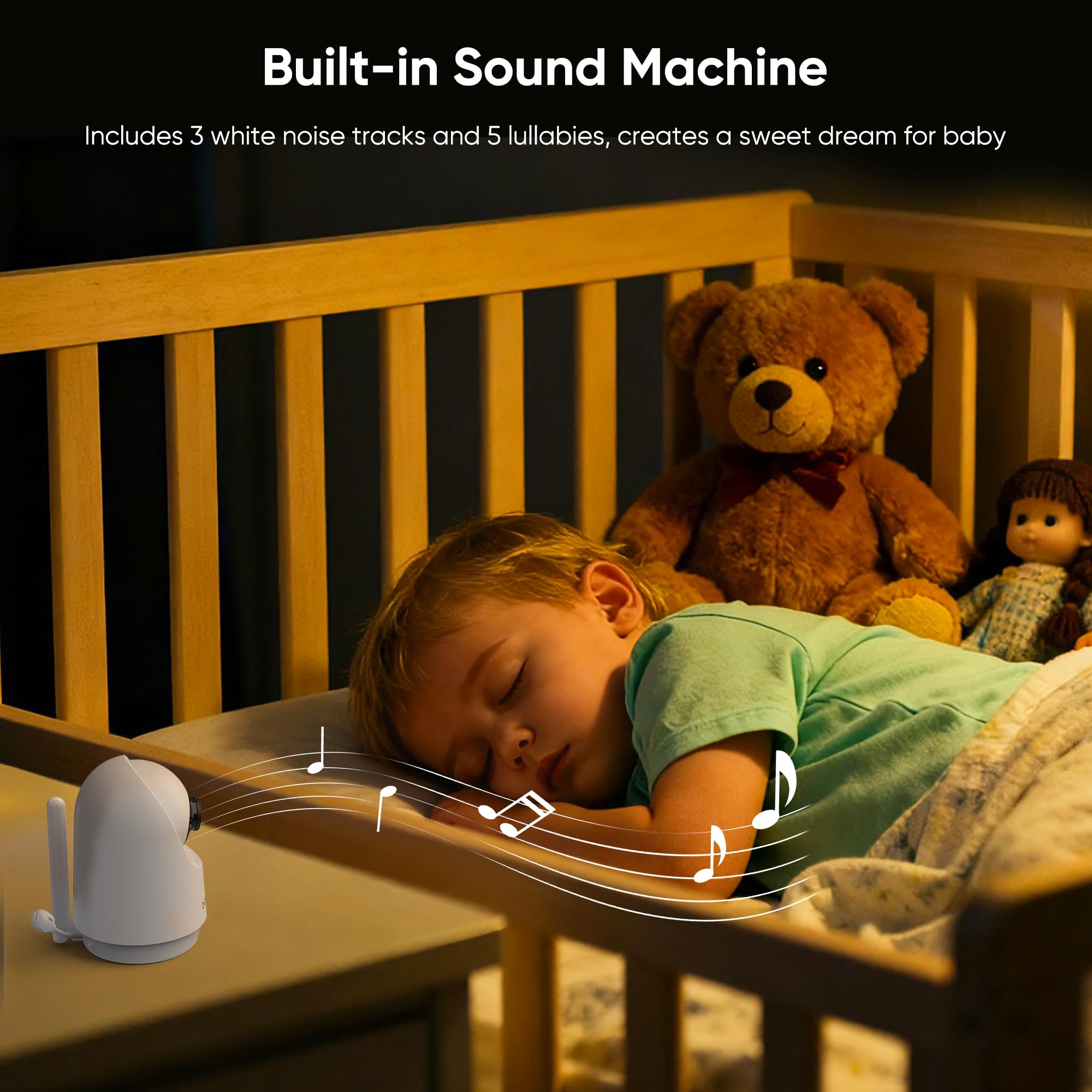 bonoch 7" Baby Monitor No WiFi, Upgraded 1080P HD MegaView Video Monitor with Camera and Audio, 6000mAh Battery, VOX Mode, Night Vision, Hack Proof, Remote PTZ, White Noise, Gifts for Parents