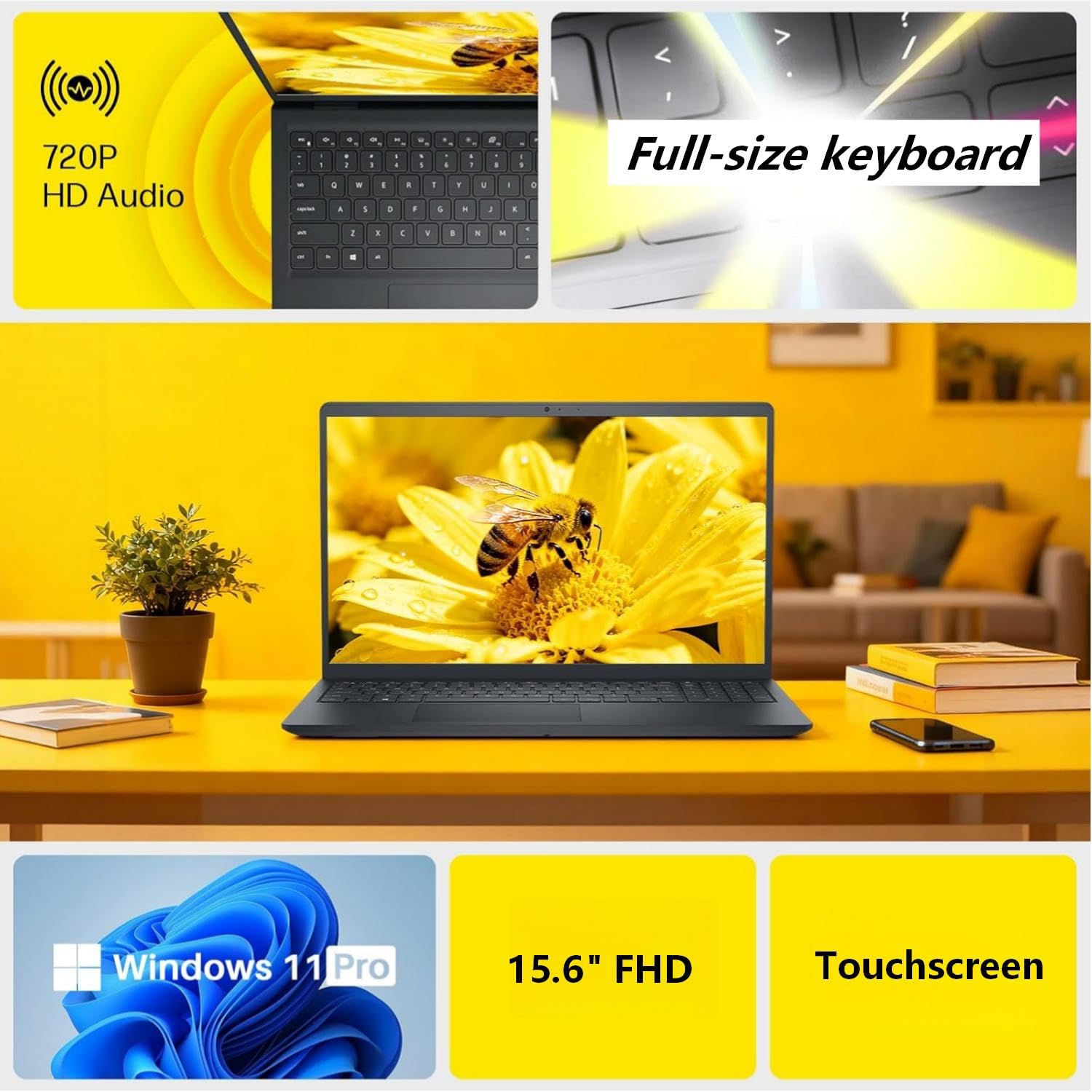 15.6" FHD Touchscreen Laptop, AMD Ryzen 7 7730U, 16GB