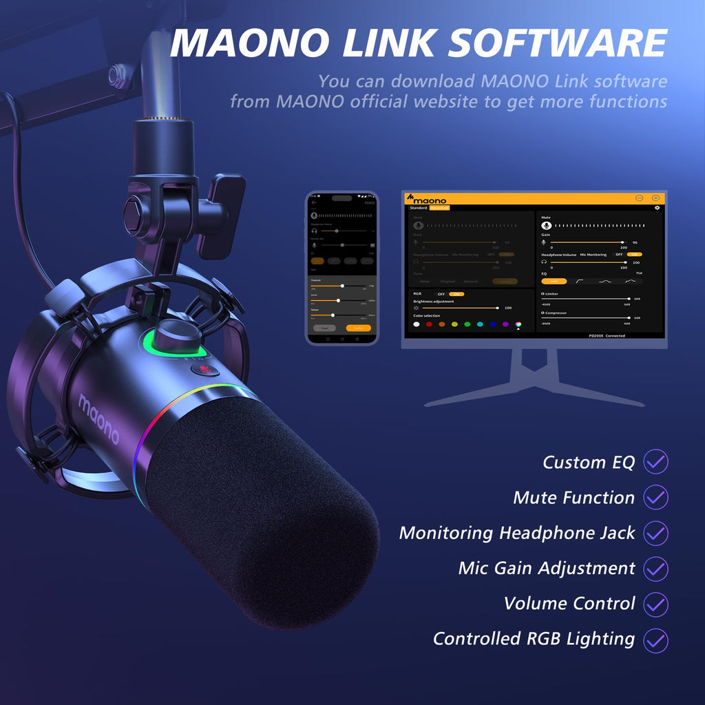 Kit de Micrófono Dinámico XLR/USB PD200XS Negro