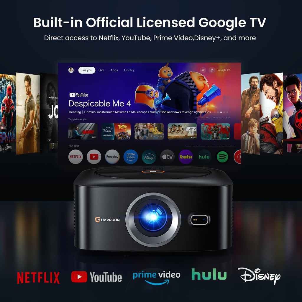 1500 ANSI Google TV Smart Projector 4K Full HD