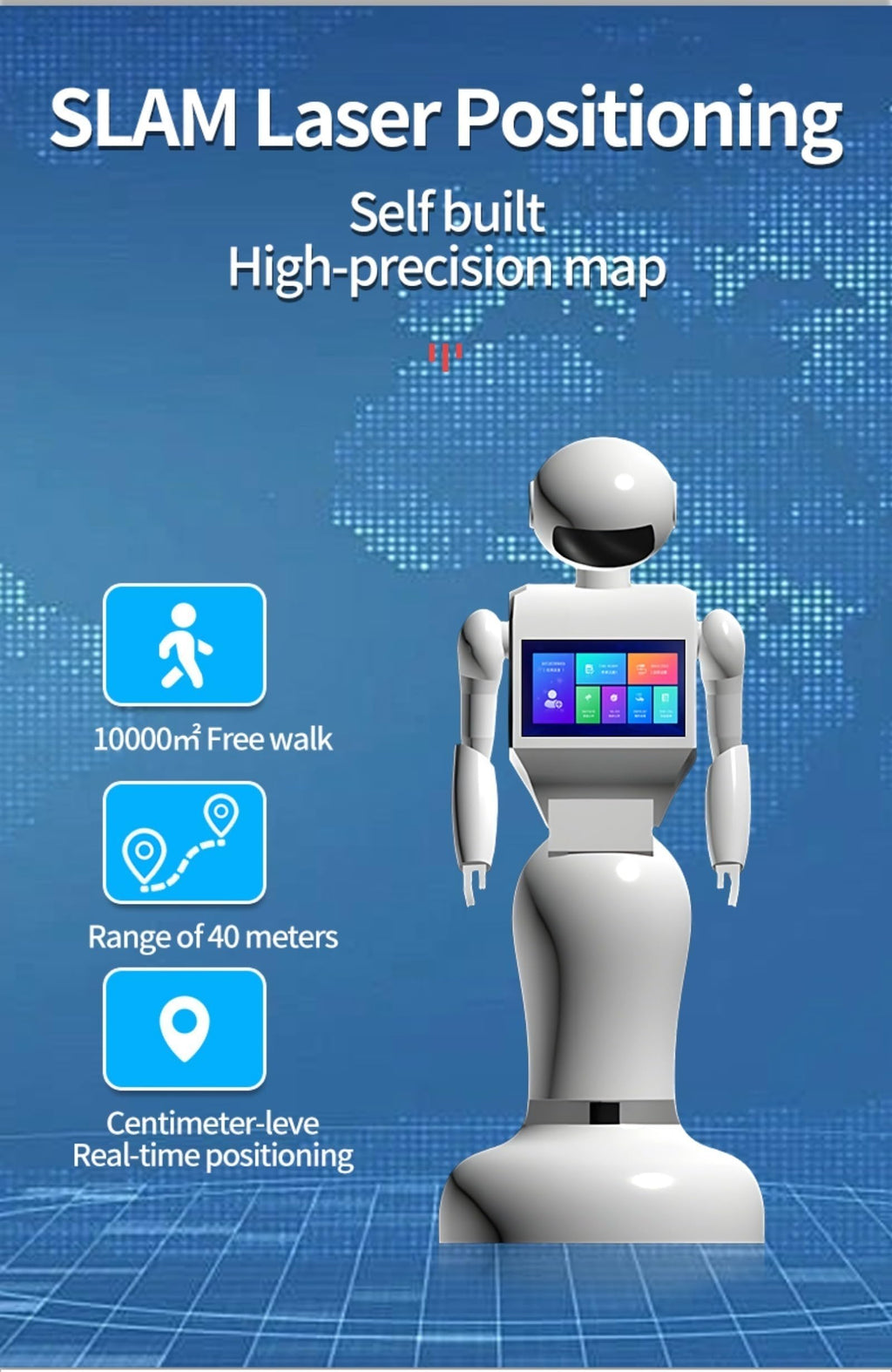 Kommerzieller Restaurant-Roboter mit intelligenter Navigation und Dual-Touchscreens