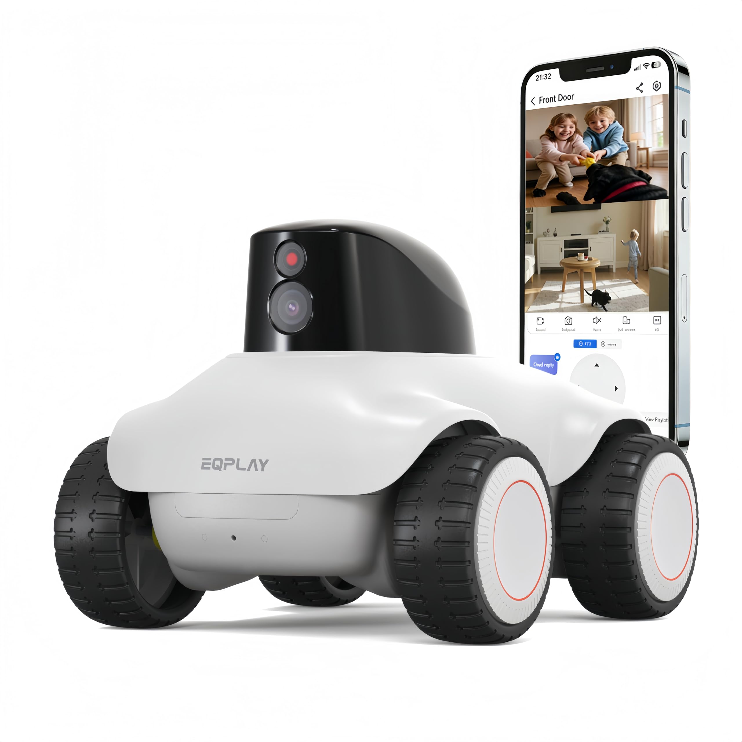 Rtwxi Family Smart Companion Robot, 2K HD Pet Camera Robot, Security Camera for Home, Battery-Powered with Phone App, 1-Click Interaction, 2-Way Voice, Night Vision, Motion Detection, Video Recording