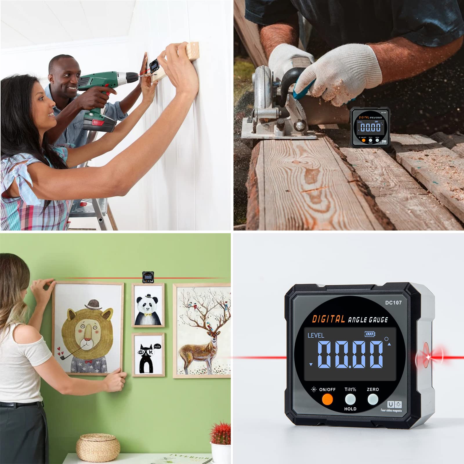 Digital Laser Level Angle Finder with 4-Side Strong Magnet
