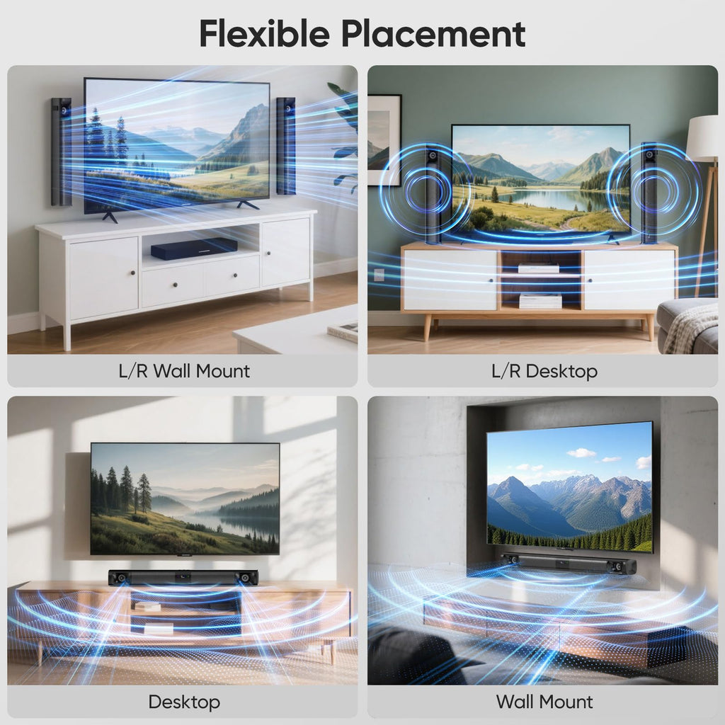 Barra de Sonido Desmontable de 80W para Smart TVs
