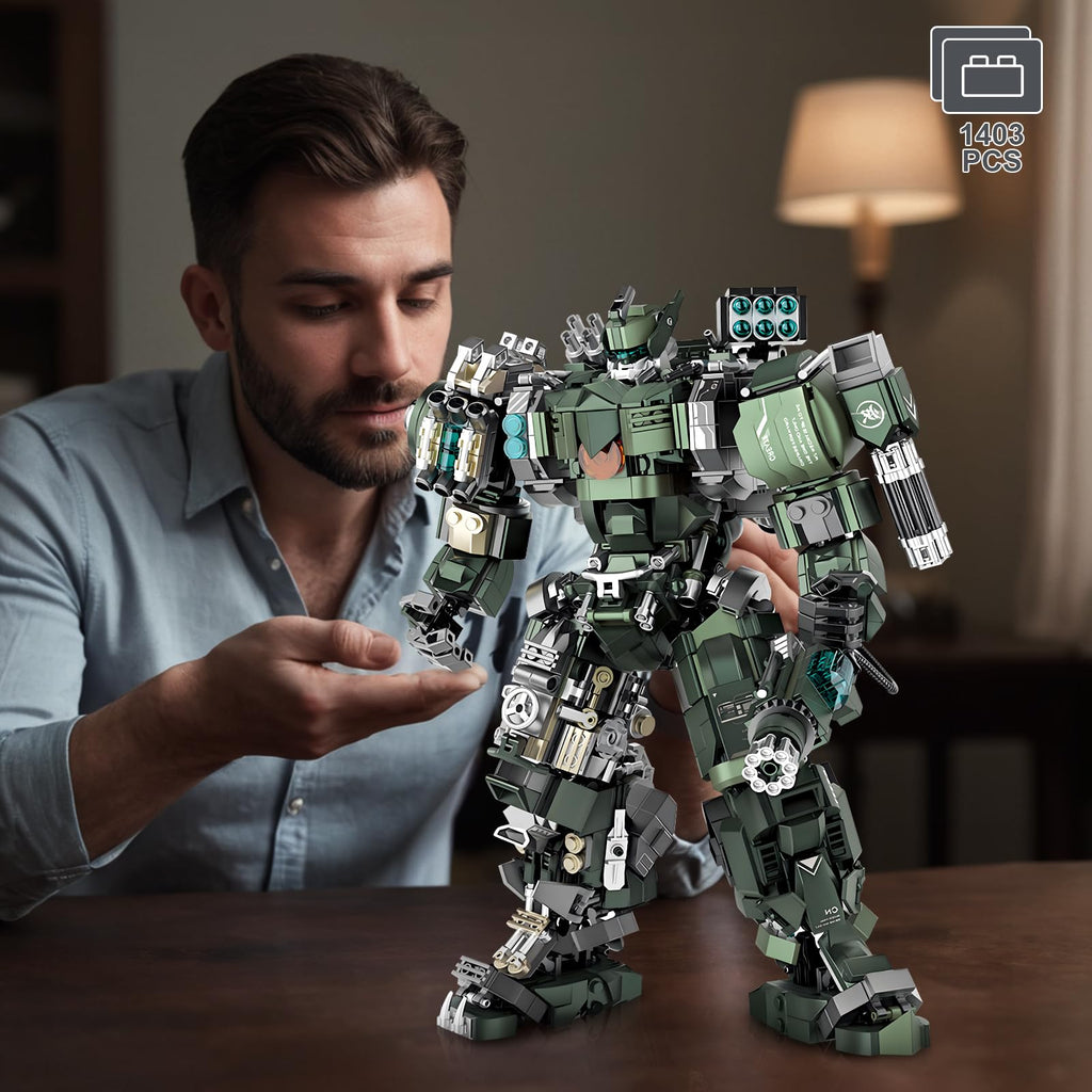 Motorized Mech Robot Building Kit with Weapons, Industrial Style