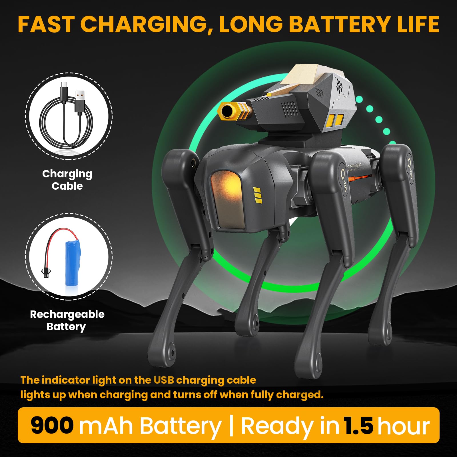 cxjoigxi Smart Robot Dog Toy with Blaster