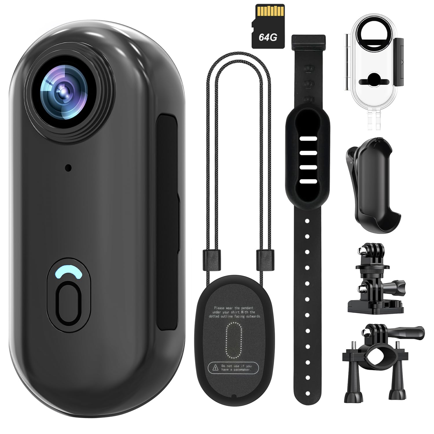 Daumengroße Mini 4K WiFi Action Body Kamera 64GB