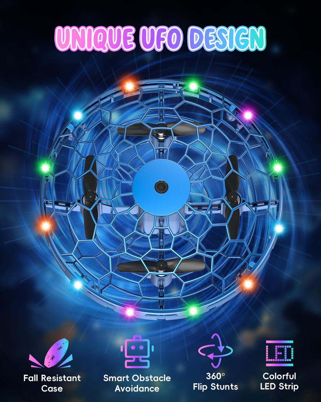 PYMSRTY 360° Дрон с бесконтактным датчиком движения