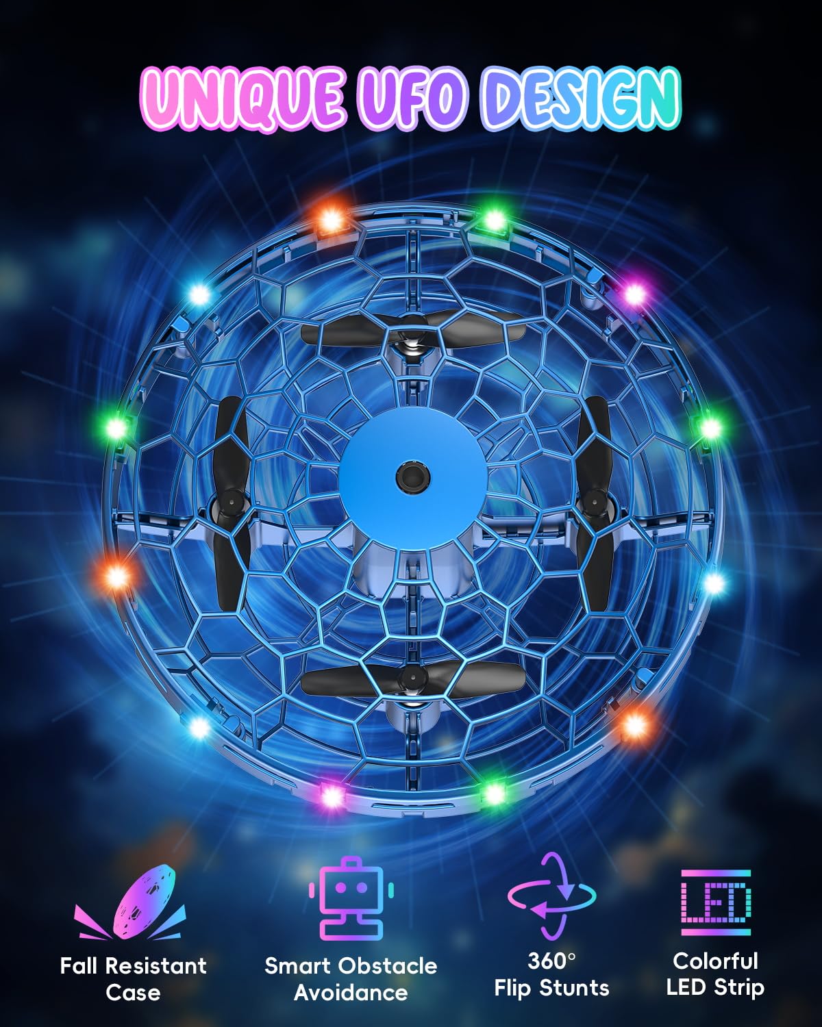 PYMSRTY 360° Дрон с бесконтактным датчиком движения