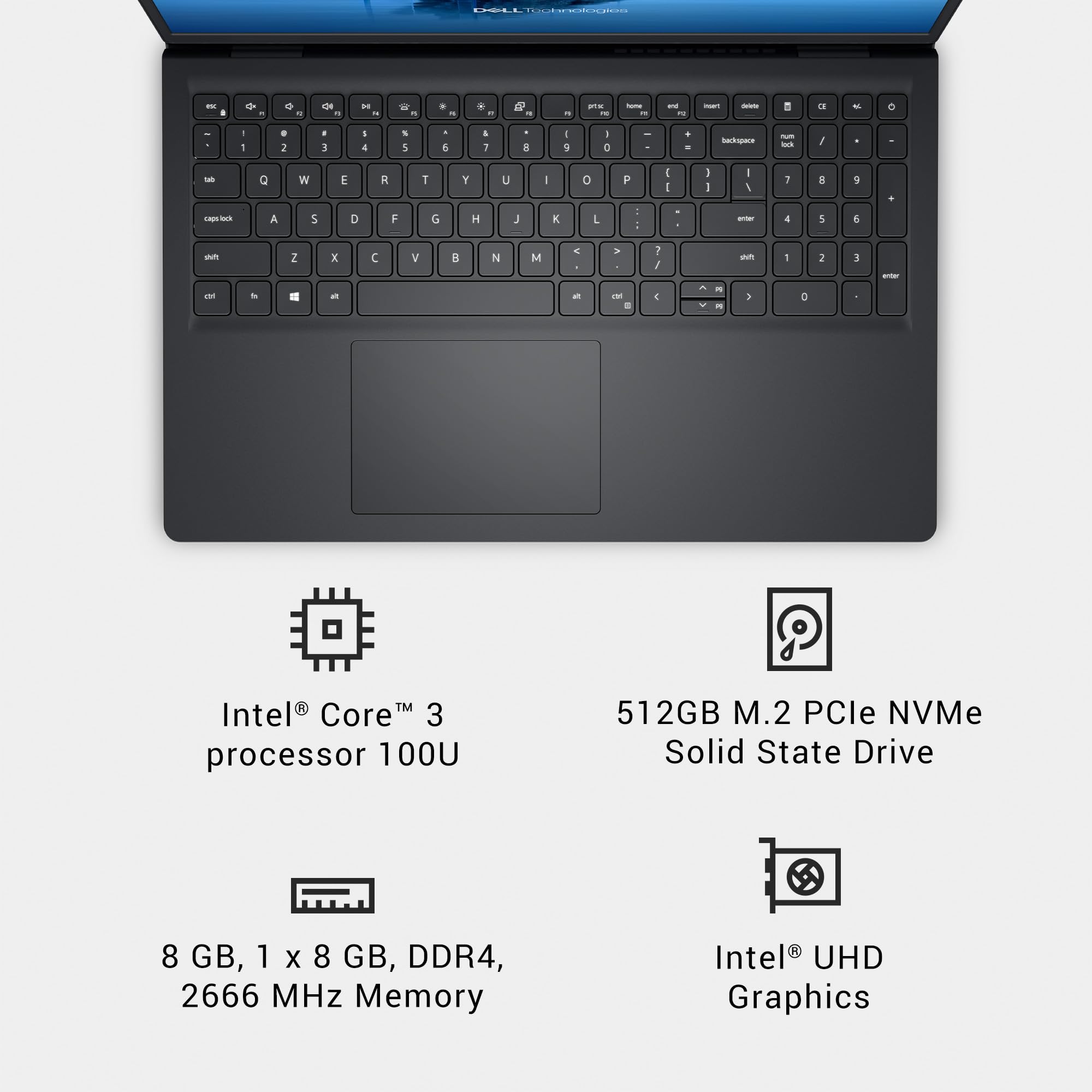 15.6-дюймовый FHD 120Hz ноутбук Intel Core 3 8GB RAM