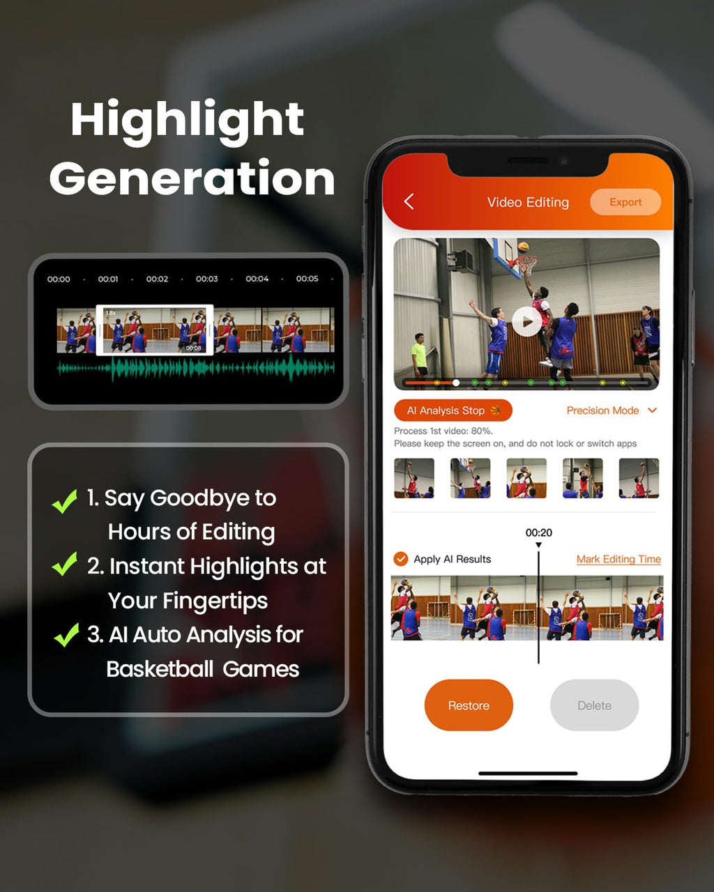 XbotGo Chameleon AI Auto Sports Action Camera - 4K 60FPS Soccer Camera and Basketball Tracking Camera for Team Sports, Live Streaming, No Subscription, Works with iOS & Android (Lemon Green)