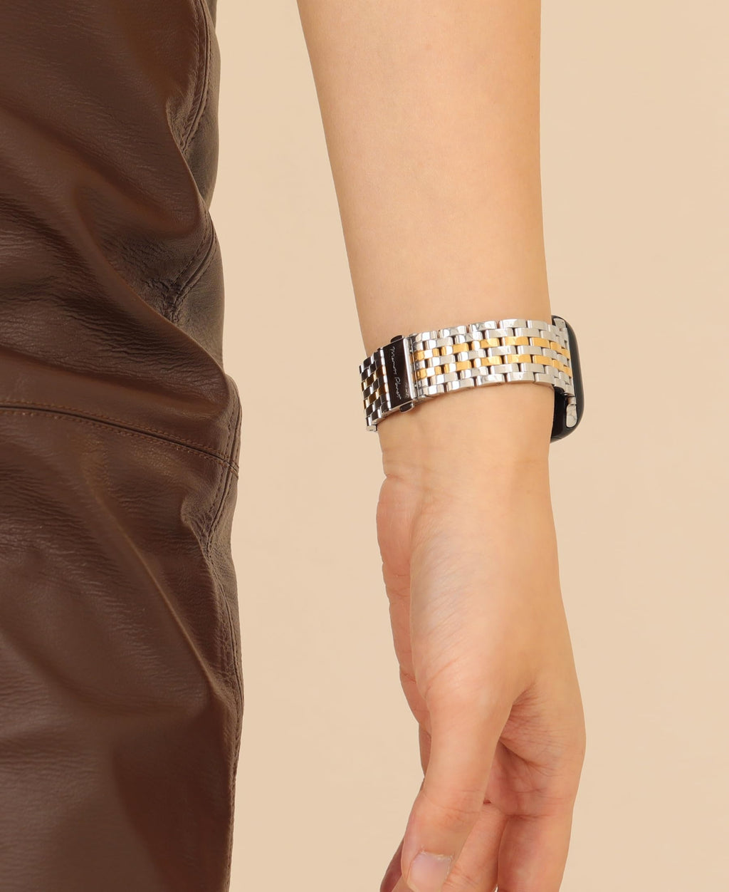 Двухцветный серебристо-золотой стальной ремешок для Apple Watch MC18-SGold-38