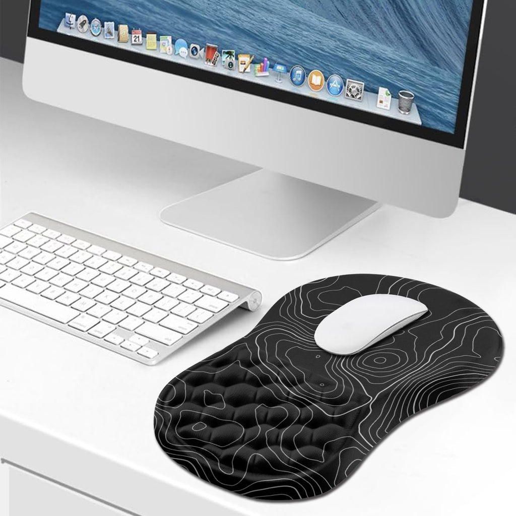 Эргономичный коврик для мыши Hokafenle с поддержкой запястья, подставка для запястья для облегчения боли при запястном туннельном синдроме, с интегрированным рельефом из пены с эффектом памяти для массажа (11,8x7,9 дюйма, топографический контур)