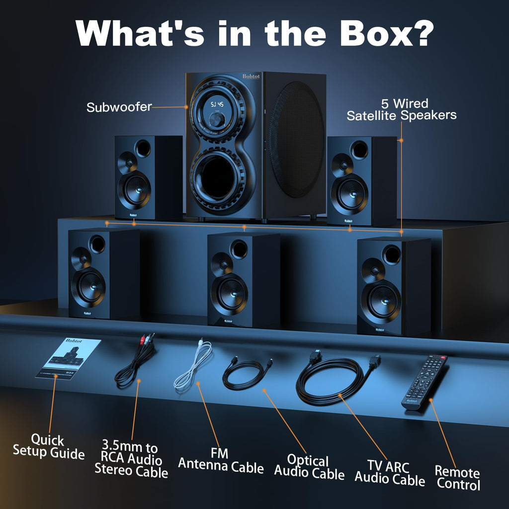 Sistema de Sonido Surround 5.1 1400W con Subwoofer de