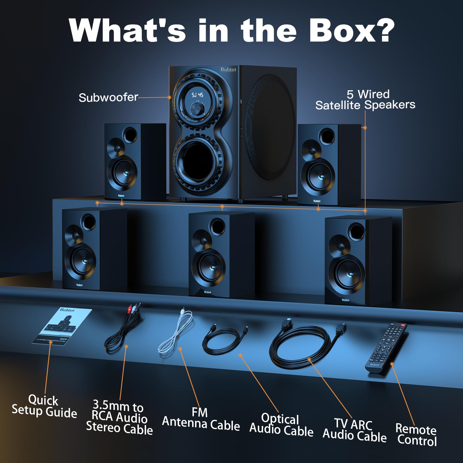 Sistema de Sonido Surround 5.1 1400W con Subwoofer de