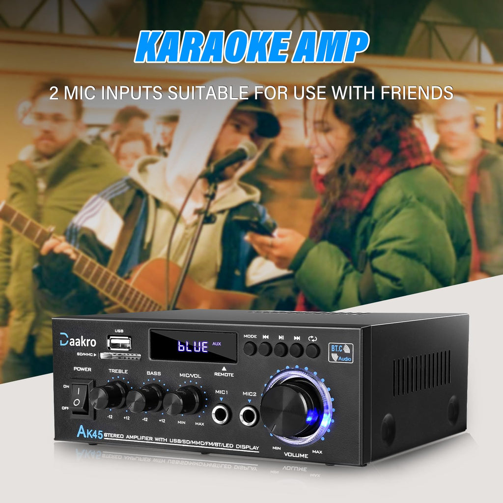 Amplificador Estéreo 300W Bluetooth 5.0 FM USB SD AK45