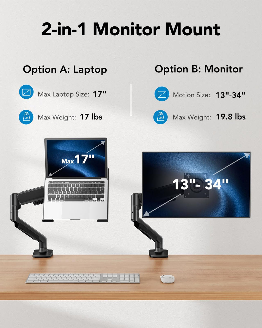2-in-1 Laptop Mount with Tray HNSS40B