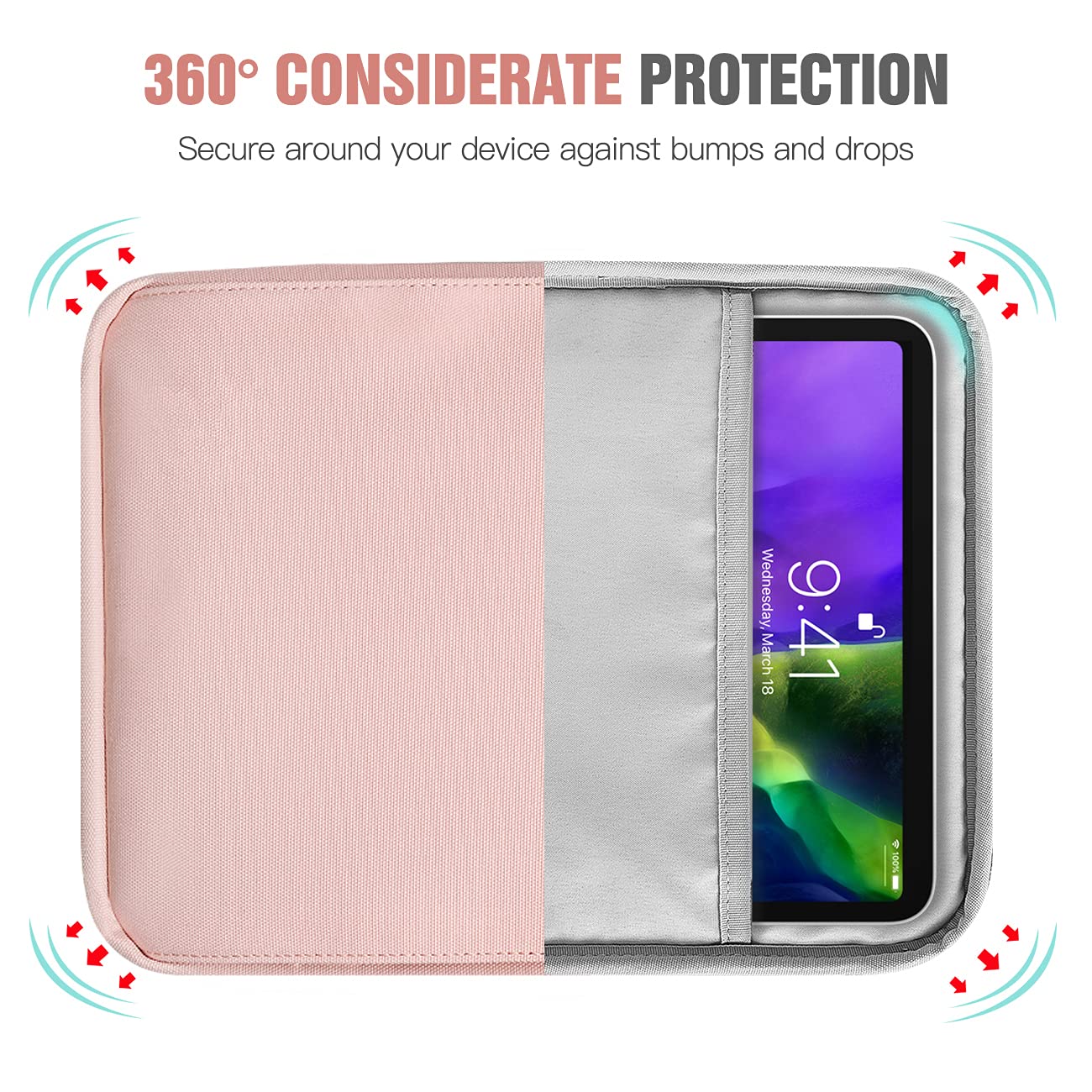 TiMOVO 9-11 Inch Tablet Sleeve Bag with Shoulder Strap for iPad 11-inch A16 2025, iPad 10th Gen. 10.9"/10.2", Galaxy Tab A9+/A11Plus 11", Pink