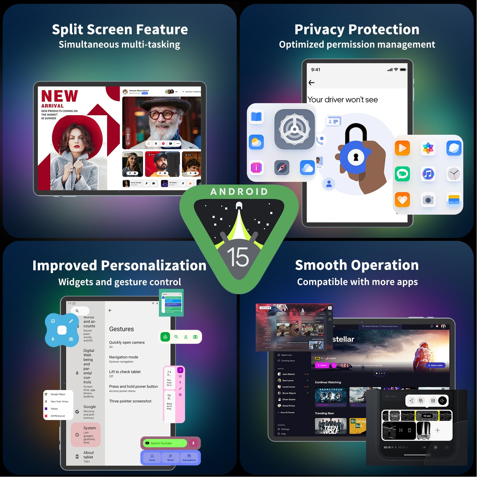 10 inch Android 15 Tablet, 2026 Tablet with Keyboard, 24GB+256GB+2TB Expand, 2 in 1 Tablets with Gemini AI, Octa-Core, 8000mAh, 5G WiFi, Widevine L1, GMS, Tablets PC with Case, Mouse, Stylus (Pink)