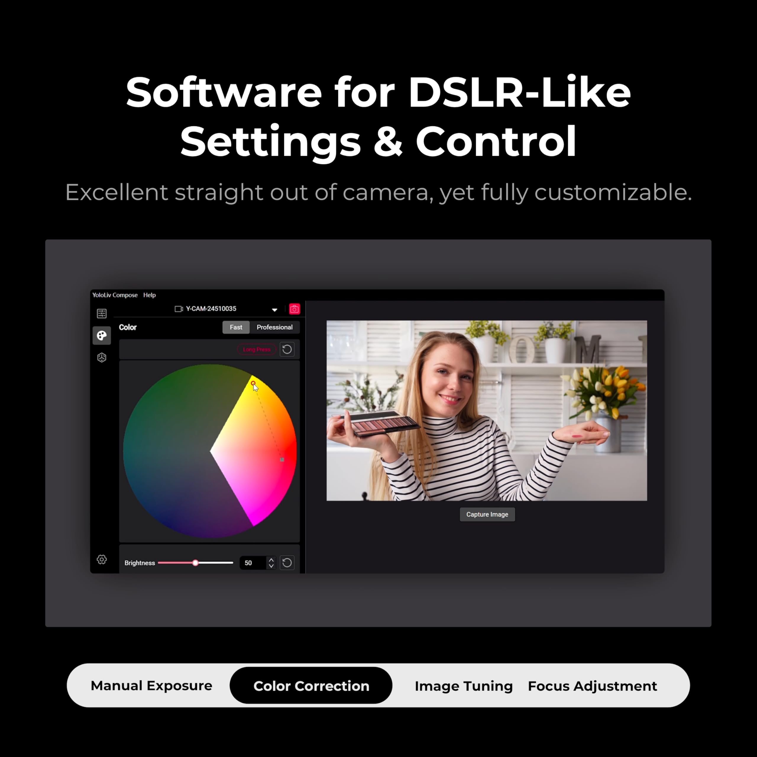 YOLOLIV YoloCam S3, 4K Streaming Webcam, DSLR-Like Control, Cinematic Effects, 4X Zoom, HDR, Uncompressed Video, Optimized PD AutoFocus | USB-C for PC & Mac