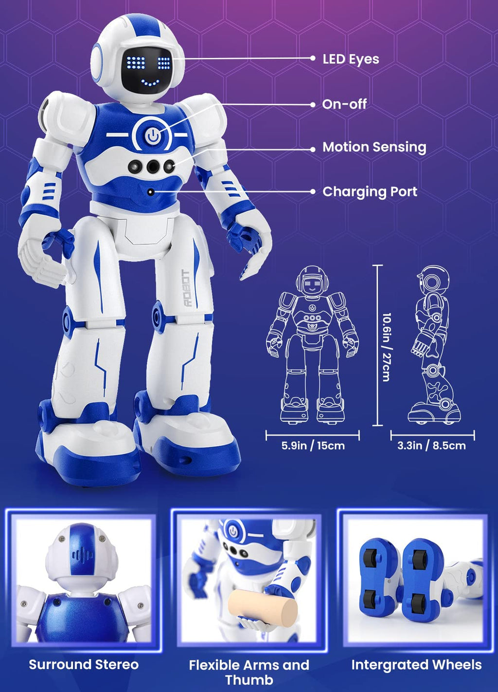 Uşaqlar üçün STEM Öyrənməli Proqramlaşdırıla Bilən Robot Oyuncağı RC-100