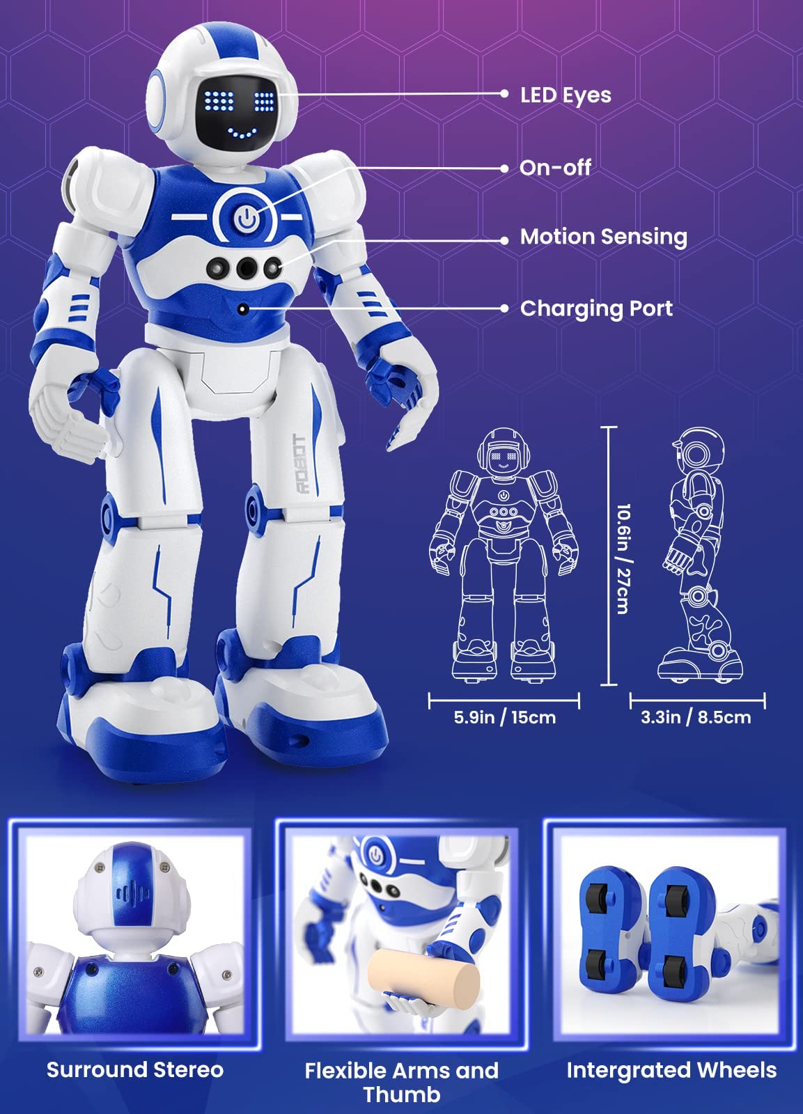 Uşaqlar üçün STEM Öyrənməli Proqramlaşdırıla Bilən Robot Oyuncağı RC-100