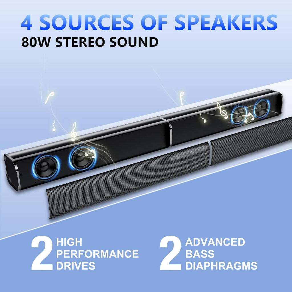 Barra de Sonido Bluetooth de 80W para Smart TV