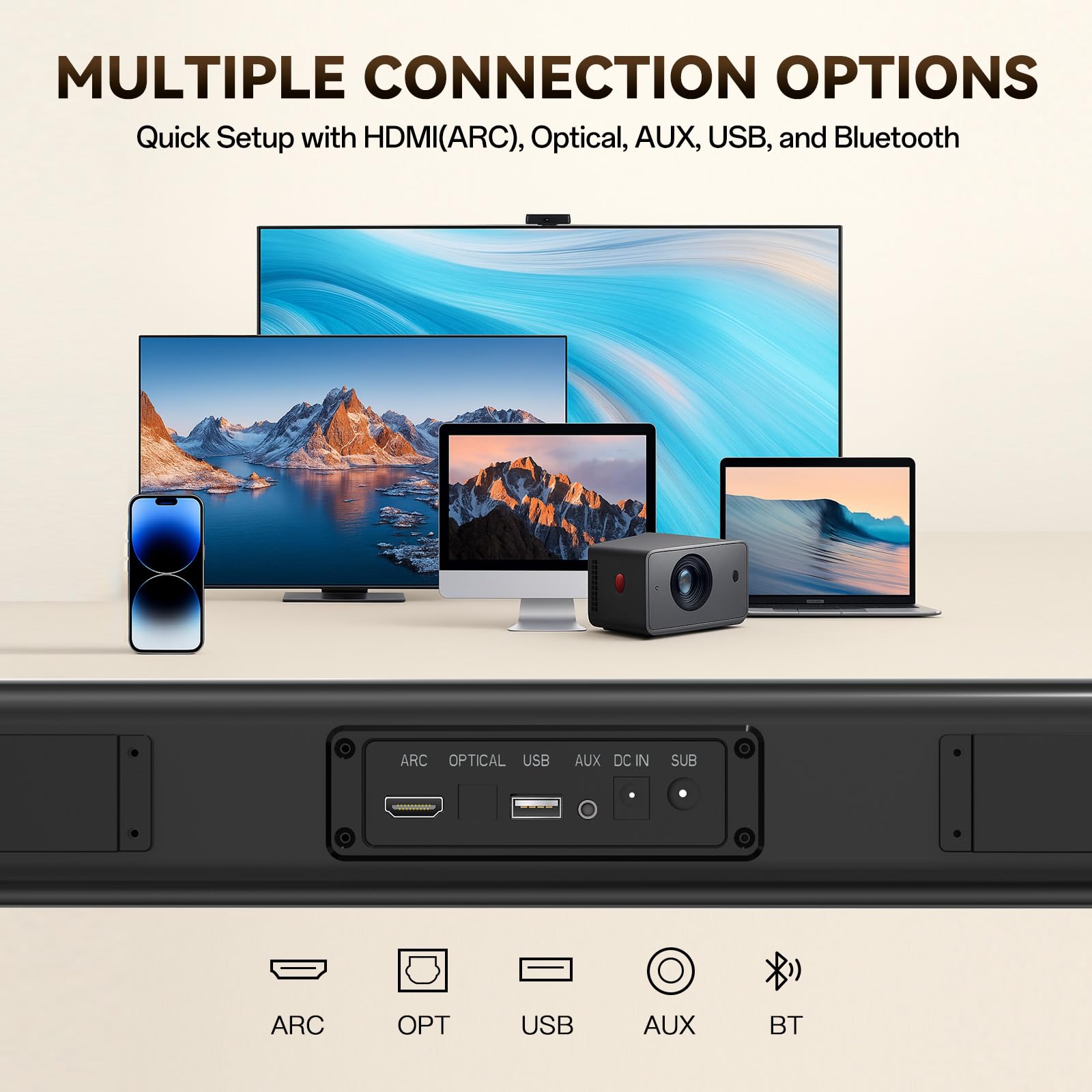 Barra de sonido MA90 3.1.2 Dolby Atmos con subwoofer